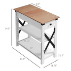 Table d'appoint à 1 tiroir avec 2 ports USB, 1 prise et étagères