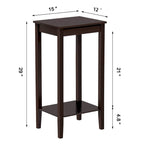 Table de chevet haute en bois avec étagère inférieure - Design rétro minimaliste