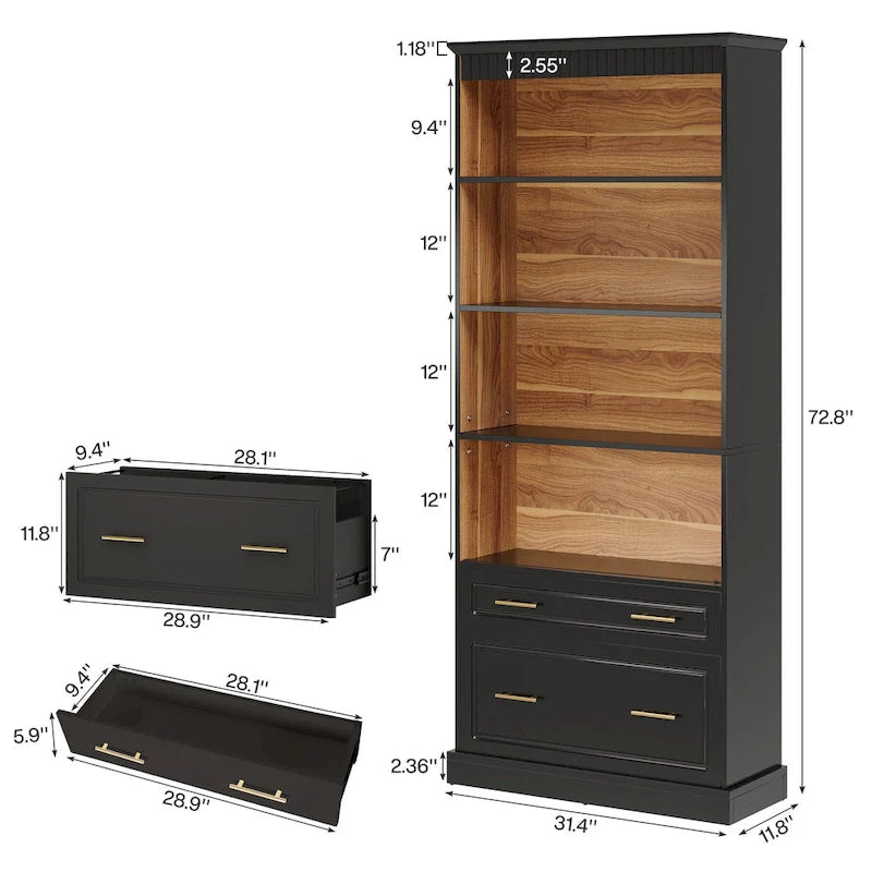 Meuble de classement vertical moderne et haut de 72 pouces pour bureau à domicile