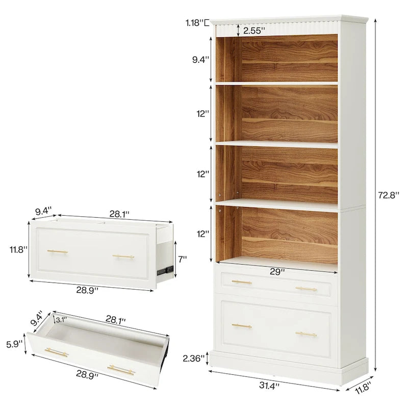 Meuble de classement vertical moderne et haut de 72 pouces pour bureau à domicile