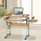 Bureau d'ordinateur ergonomique et compact avec étagère et tiroir clavier