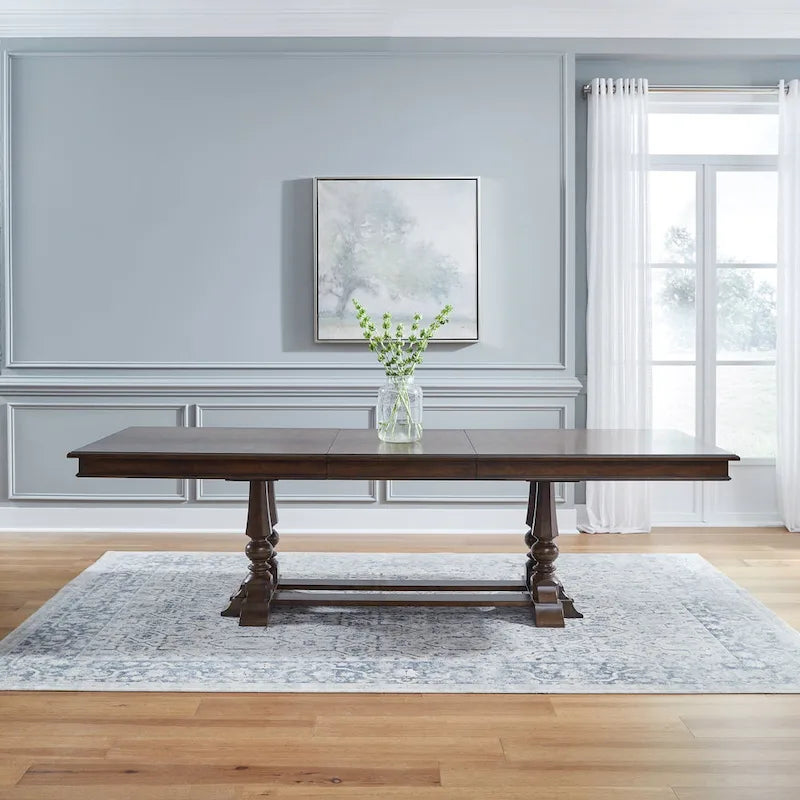 Table à tréteaux de salle à manger avec chaises - Cerisier satiné, Configurations multiples